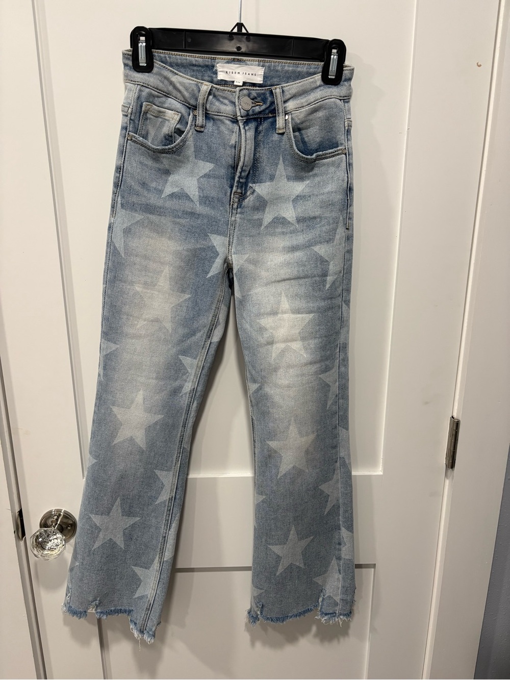 Risen Light Blue Star-Print Women's Jeans